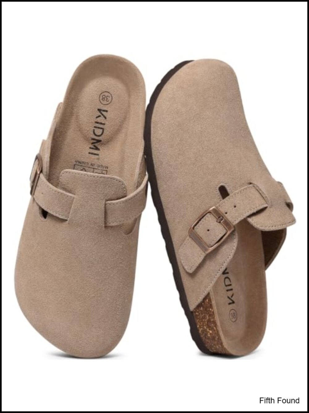 Genuine Suede Clogs Cork Footbed Mules Comfortable Slip-On Shoes